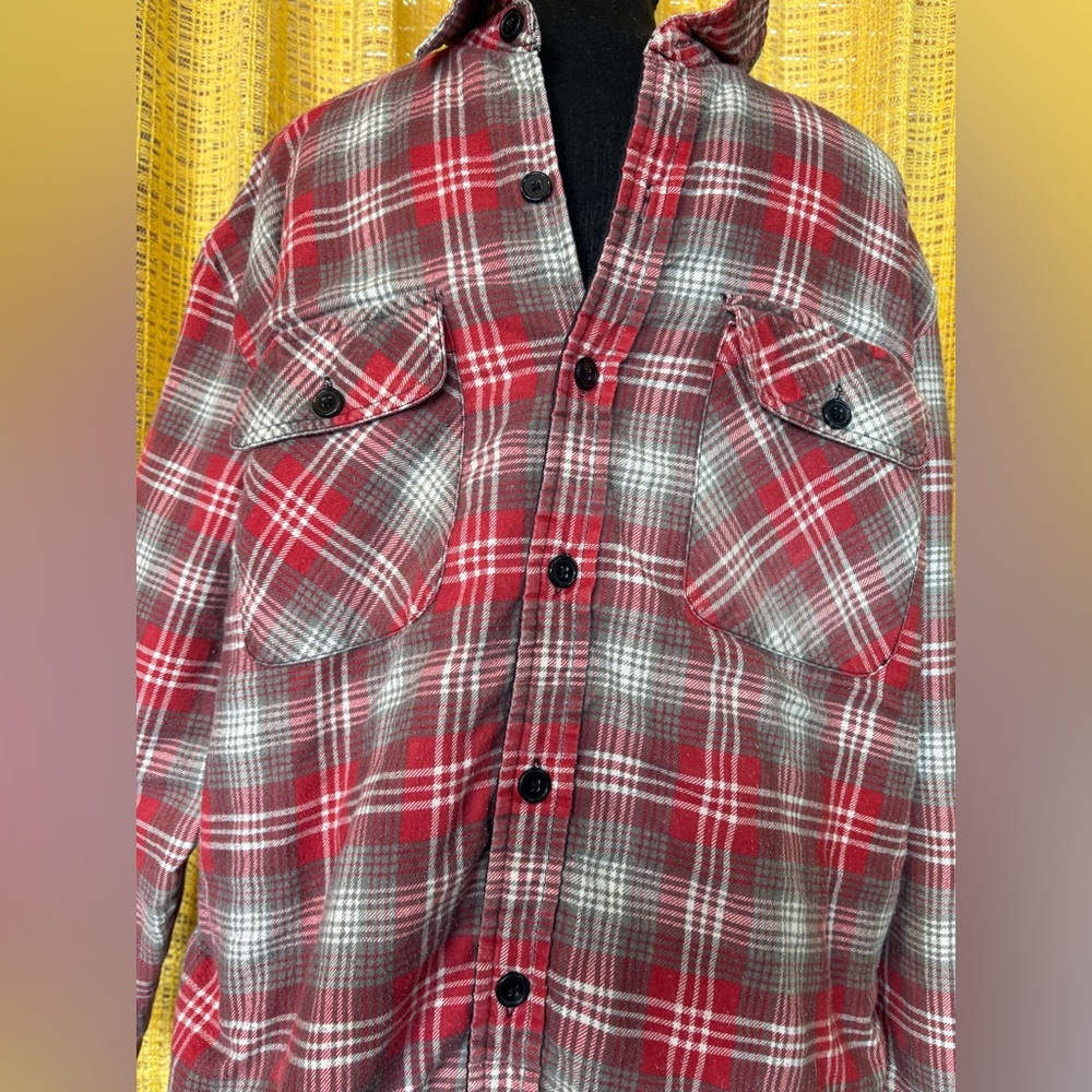 80s quilted plaid flannel shirt shacket 1980s vintage large grunge